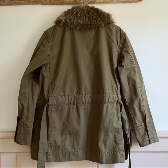 Anthropologie Faux Fur-Trimmed Field Parka Olive Green Jacket Women’s Medium - Picture 10 of 16